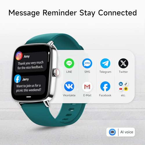 Image of Smart Watch for Men Women, 1.85 inch HD Smartwatch Compatible iPhone /Samsung /Android (Answer /Make Calls), 100+ Sport Modes Fitness Tracker with Heart Rate /Sleep /Step Monitor, IP68 Waterproof, 2 Bands