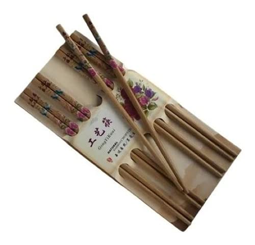 Jogo hashi bambu 10 pares estampa variada