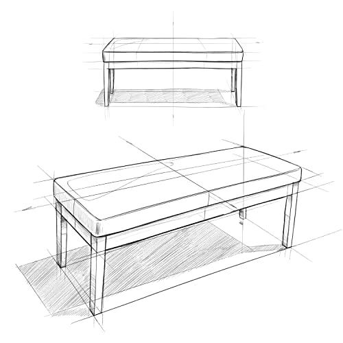 SIMPLIHOME Lacey 41 inch Wide Contemporary Rectangle Tufted Ottoman Bench in Slate Grey Linen Look Fabric, Assembled, For the Living Room and Bedroom