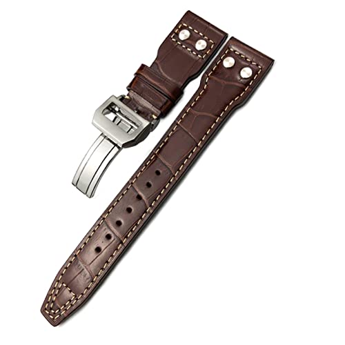 Bracelet montre 22mm en cuir avec rivets pour IWC Top Gun et Spitfire GUMMMY