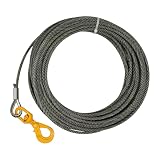 Carbon Steel Winch Cable, 8818.49 lbs Breaking Strength, 7/16 Inch x 100 Feet Heavy Duty Towing Cable with 360° Swivel Self Locking Hook Universal Fit for Winch Operations, Lifting, Towing
