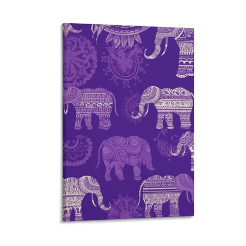 Décoration murale motif éléphant violet tableau moderne pour chambre
