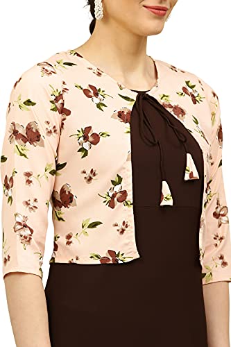 Image of Women's Crepe Printed A-Line Kurti (ALC4045SLM Brown X-Large)