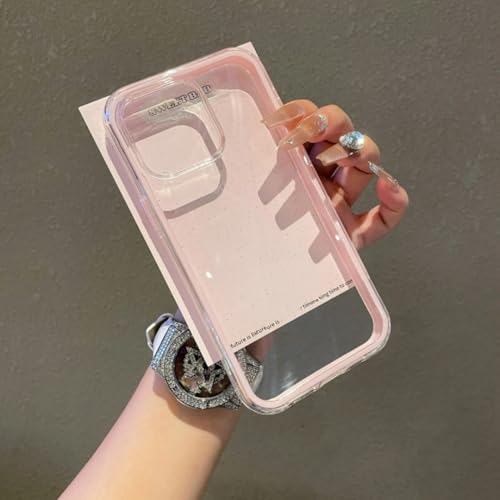 Coque iPhone 13 transparente rose bonbon antichoc avec pare-chocs arrière chic