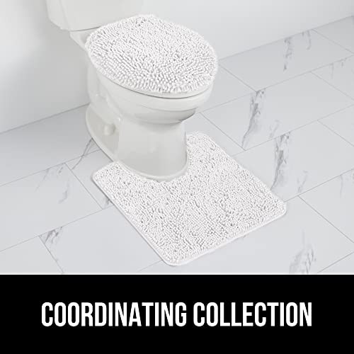 Image of Gorilla Grip Original Shag Chenille Bathroom Toilet Lid Cover, Many Colors, 19.5x18.5 Inches, Large Machine Washable, Ultra Soft Plush Fabric Covers, Fits Most Size Toilet Lids for Bathroom, White
