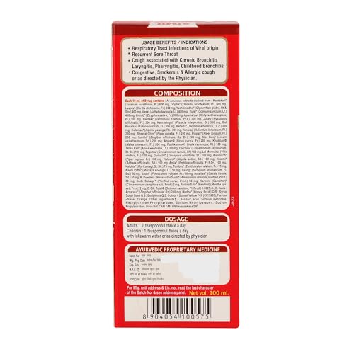 AIMIL Jufex Forte Syrup - 100ml (Pack of 2) | Ayurvedic Herbal Syrup for Tough Cough, Sore Throat, Congestion and Respiratory Wellness | Non-Alcoholic & No Drowsiness
