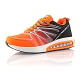 Fusskleidung® Damen Herren Sportschuhe Dämpfung Sneaker leichte Laufschuhe Orange Schwarz EU 39