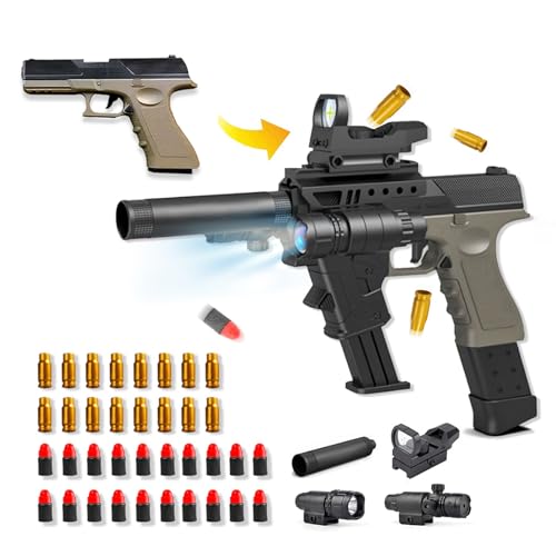 Pistola de Juguete, Pistolas Juguetes Realista Niños con Accesorios Combinados, Pistola de Balas Espuma Blaster para niños Mayores de 14+ años, Jugar al Aire Libre (clásico)