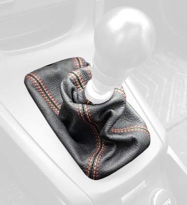 RedlineGoods Shift Boot - Type 1 for ST Cars only Compatible with Ford Fiesta 2011-19. Tailor Made - not Universal. Genuine top-Grade Italian Black Perforated Leather with Silver Thread