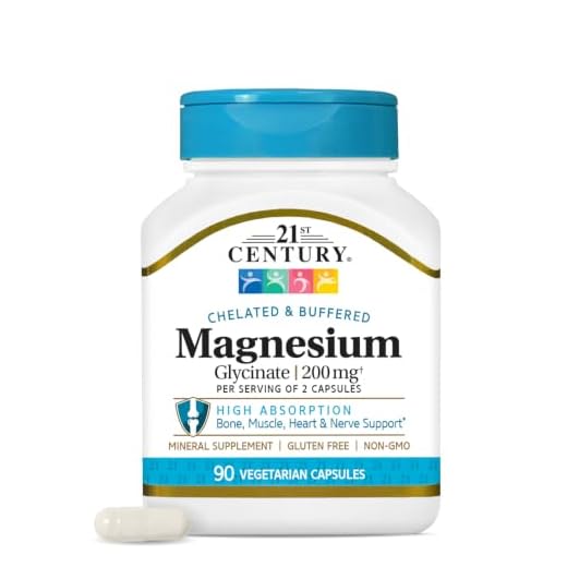 21st Century Magnesium Glycinate 200mg Capsules, Gentle Chelated, 90ct