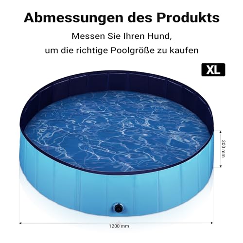 Fudajo Hundepool 120 x 30 cm rutschfestes Hundeplanschbecken, Hundeschwimmbad faltbar aus PVC, Hundebadewanne mit verstärkten Kanten, tragbarer Pool für Hunde