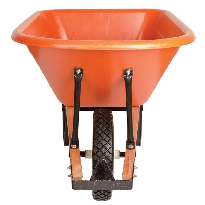 A.M. Leonard 6-Cubic-Foot Poly Tray Wheelbarrows (Wood Handles, Diamond-Tread Tire)