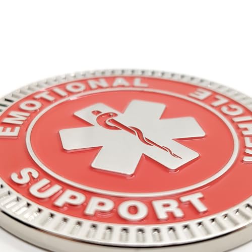 Image of Emotional Support Vehicle Metal Emblem - 3D Car Badge Decal for Vehicles, Trucks, SUVs, RVs Alloy Auto Accessory (Red)