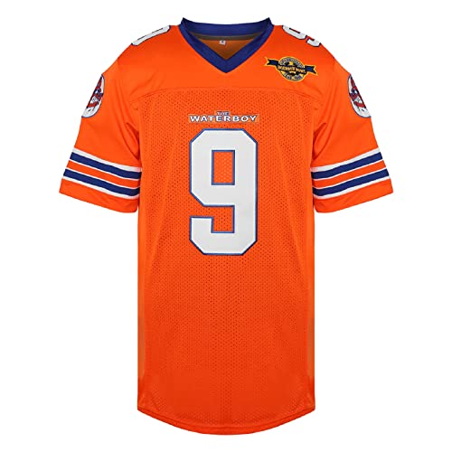 Camiseta masculina de futebol americano 9 Bobby Boucher The Waterboy Mud Dawgs Adam Sandler, Laranja