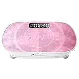 MERACH Vibrationsplatte, Leise und Kompakte Vibrationsplatte für Körperformung und Entspannung mit Komfortabler Silikonpad, LED-Display und Fernbedienung (Rosa)