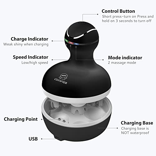 Image of COMFIER Electric Scalp Massager, Waterproof Head Massager with Mutlti-Modes Vibration, Handheld Portable Head Scratcher for Hair Growth, Dog Cat Massager for Deep Clean and Stress Relax