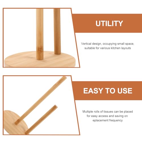 Portarrollos de cocina vertical en madera con base estable antideslizante SOLUSTRE 4