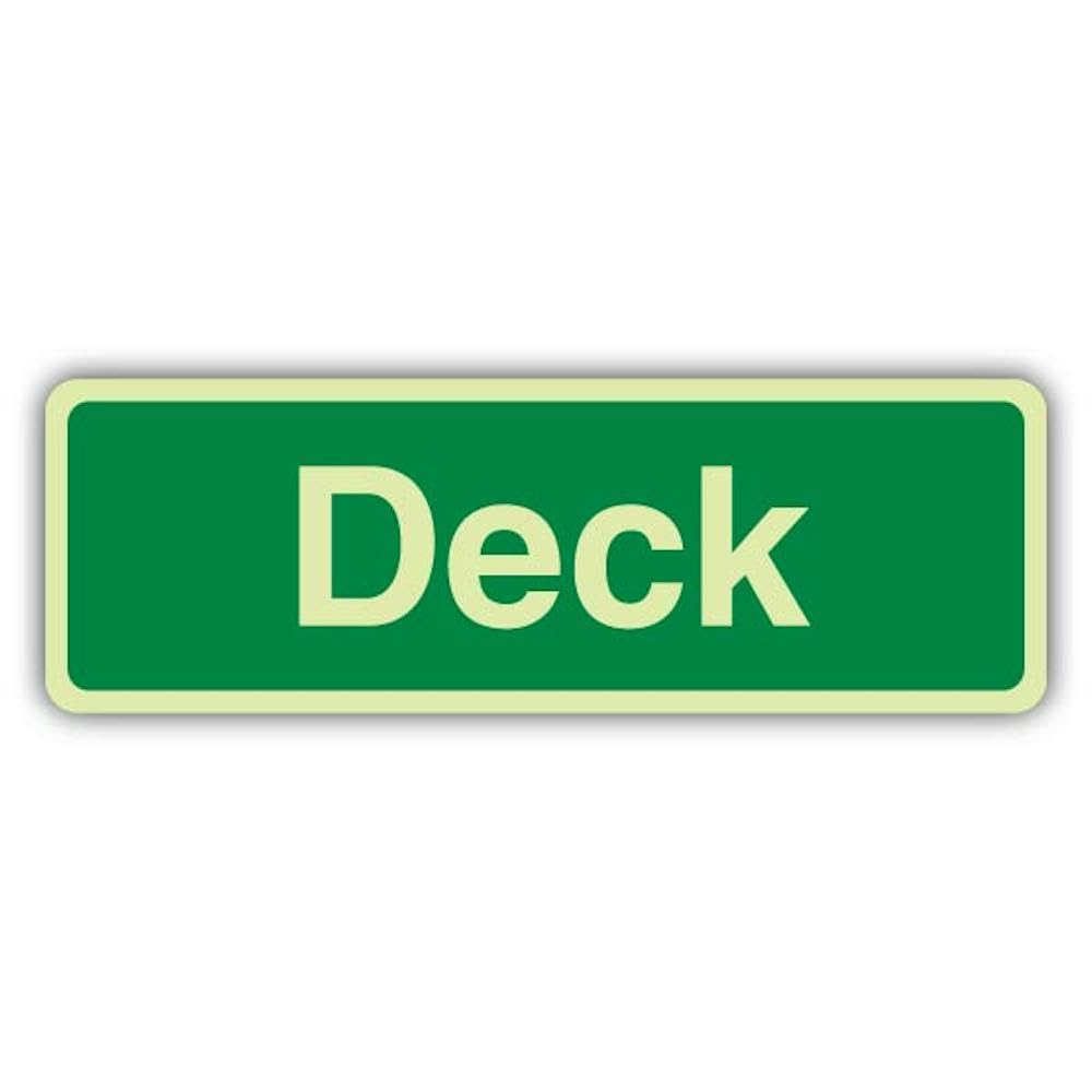 V Safety Photoluminescent Deck Safety Sign - 600 x 200 mm - 1.2mm Rigid Plastic - Triple Glow