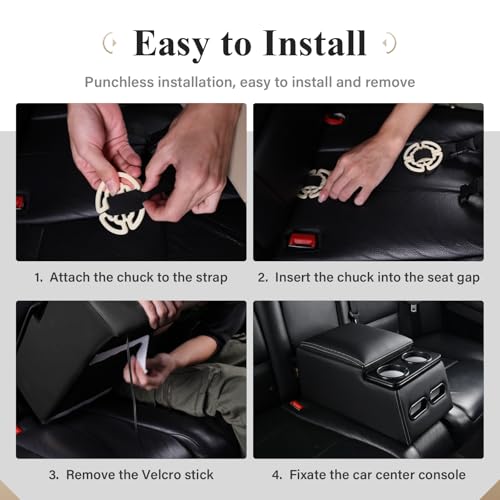 Image of Coverado Car Center Console, Universal Rear Bench Seat Consoles, Truck Seat Organizer and Storage, Back Seat Car Organizer with Cup Holder, Central Armrest Box (Regular, Black)