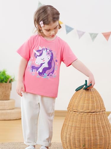 Funnycokid Little Girls T Shirt for Toddler 3-7 Years Kids Tee Graphic Short Sleeve Clothes Tops2