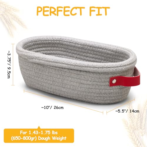 Image of Dimpola Banneton Bread Proofing Basket - Cotton Oval Banneton Basket Set of 2 Sourdough Proofing Baskets Round Proofing Bowls Handmade Rattan Baskets and Liners