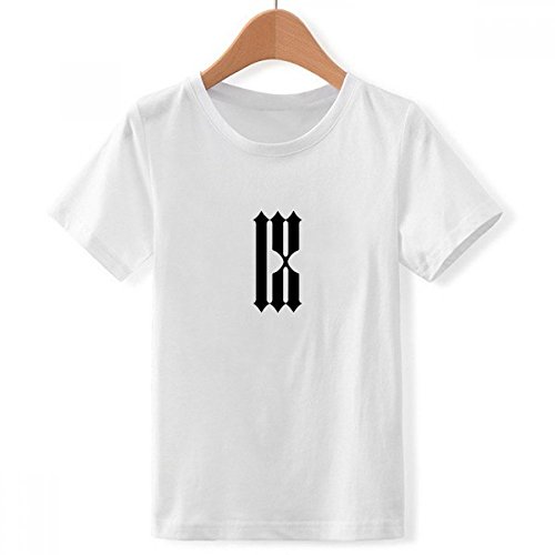 T-Shirt Blanc Ras du Cou pour Garçon avec Chiffres Romains en Silhouette Noire Taille 3XL