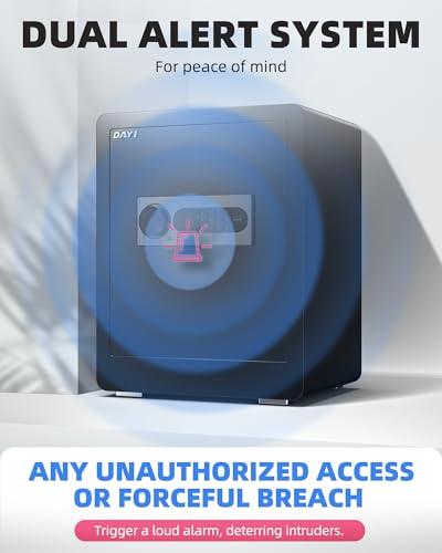 DAYI Safe Box, 2.0 Cubic Feet Home Safe with Fireproof Waterproof Bag, Security Safe Box for Money Cash Valuables, Digital Electronic Keypad, Dual Alarm System, Removable Shelf - D-45