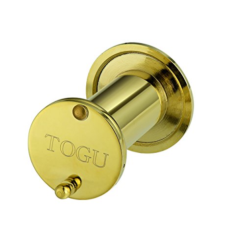 Image of TOGU TG2814YG-PVD Gold UL Listed Solid Brass HD Glass Lens 220-degree Door Viewer Peephole with Heavy Duty Privacy Cover for 1-3 /8 inch to 2-1 /6 inch Doors, PVD Gold Finish
