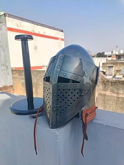Medieval Knight Helmet, LARP Steel Bascinet Barbuta, SCA Battle Armor, Gift, Christmas, Halloween