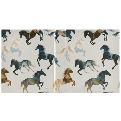 Image of Western Brown Horse 3 Ring Binder with 2 Interior Pockets 1.5 inch Binders 3 Ring Heavy Duty Fit 8.5 inch x 11 inch Letter Size for Office School, 2 Pack