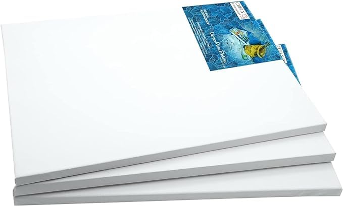 CHELY INTERMARKET MOD560 Lienzos Para Pintar 60X120 CM Pack 4 Unidades Bastidor Madera 16 MM Algodón Blanco Preimprimado Profesional Para Acrílico Óleo Manualidades Bellas Artes Artistas Aficionados