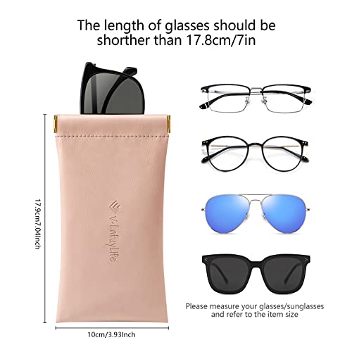 V-Lafuylife Glasses Case Soft 2 Pack - Portable Leather Squeeze Top Eyeglass Case Anti-Scratch Soft Sunglasses Case For Women #TOP1