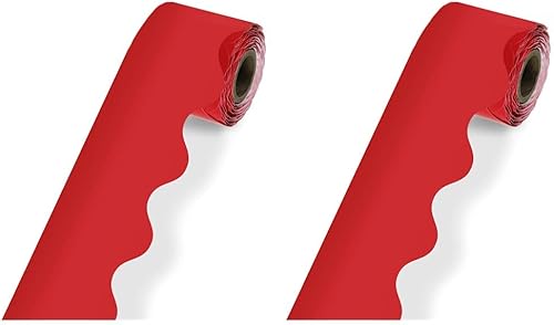 Carson Dellosa - Bordes festoneados para tablón de anuncios, color rojo, de 36 pies, para tablón de anuncios, pizarra blanca, tablero de corcho,