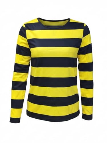 Camisetas a rayas de manga larga ajustadas para mujer con diseño de abeja cosplay
