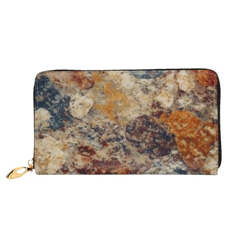 Abstract Granite Women Wallets Leather Zip Around Clutch Purses Waterproof Credit Card Holder With Phone Holder Ladies Travel Coin Purse