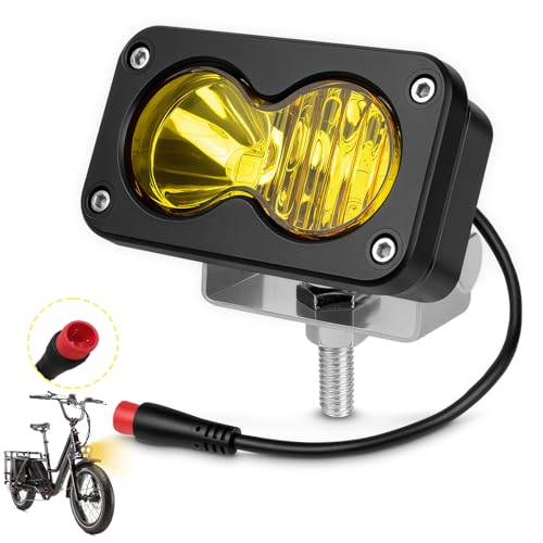 MLWRID Ebike Light, Yellow 6000-6500K Spot Floodlight 20W Ebike Headlight - 2Pin Compatible for Rad Power Bikes RadRunner RadMini RadRover RadExpand Vamoose Mammoth