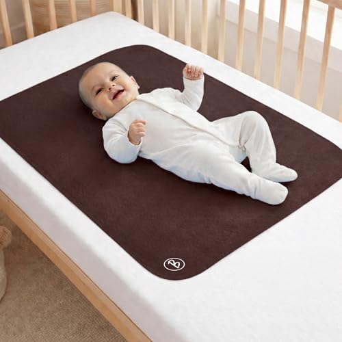 Image of Btag Baby Waterproof, Super Soft Fast Drying Mattress Protector | Extra Absorbent, Anti-Itching Sheet for New Born,Toddler (Size 50x70 cm, Pack of 1, Chocolate)