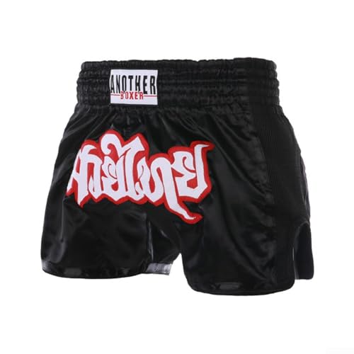 Besshepplo Pantalones cortos de boxeo, Muay Thai, para hombre y mujer, corte ajustado, para MMA, boxeo, kickboxing, ropa para artes marciales, tallas desde M hasta XXL, Negro , Medium
