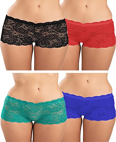 Image of FIMS - Fashion is my style Cotton Lycra Net Boy Short Panty for Womens, Mid Rise, Satin, Hipster Panties, Daily Use, Back and Front Coverage, Brief, See Main Image to Check How Many Panty You Will Get