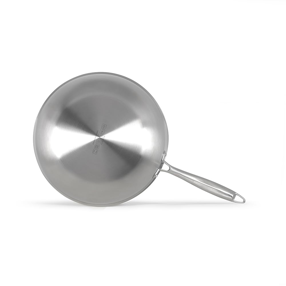 Livoo - Wok en acier inoxydable 28 cm MEP162 - Gamme Brigade - inox triply - sans PFAS, Argent