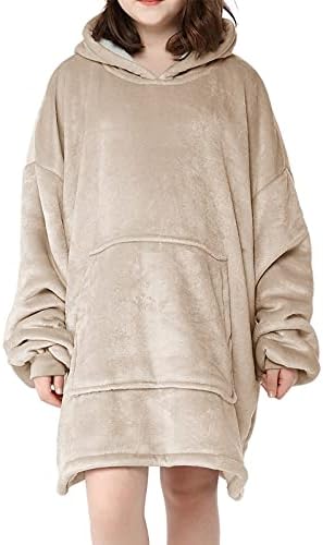 Adisputent Kids Blanket Hoodie Oversized Snuggle Fluffy Sweatshirt Fleece Blanket with Giant Pocket Soft Warm Cozy Sherpa Hoodie Wearable Blanket for Teens Girls Boys