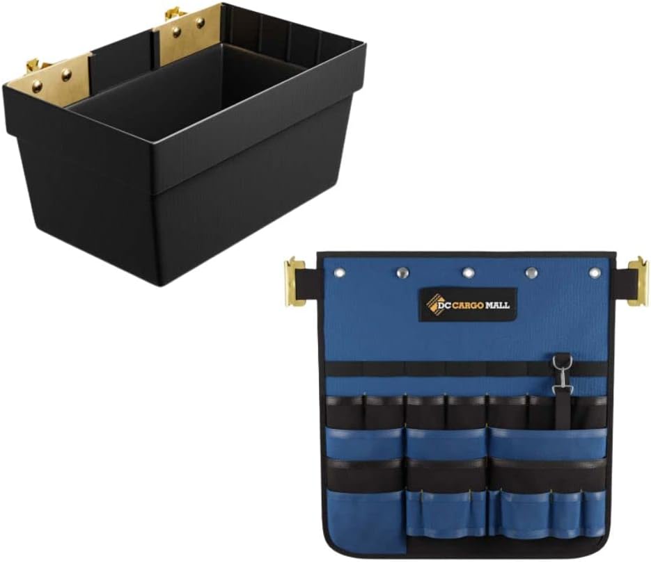 DC Cargo Mall E-Track Basket | Trailer Organizing Storage Pail | Hanging Pocket Tool Organizer Bundle - E-Track Accessories for Enclosed Trailer, Workshop, & Garage - Wall Hanging Tool Organizer