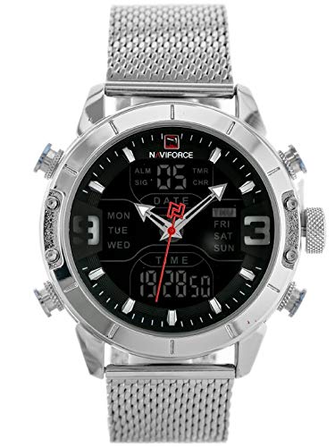 NAVIFORCE Digital Watch Men Waterproof Sports Watches Stainless Steel Military Quartz Clock Wristwatch