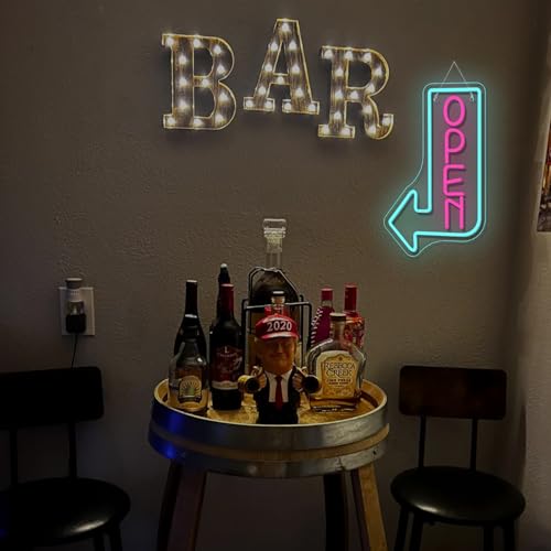 Image of Looklight Open Signs for Business Open Neon Sign Blue Neon Lights for Wall Decor Led Lights Coffee Bar Stores Cafe Shop Hotel Restaurant Window Outdoor Food Truck Decorations