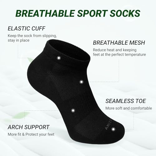 CaiDieNu Bamboo Viscose Ankle Socks: No Show Low Cut Socks for Men Women Thin Athletic Sports Running Breathable 6 Pairs3