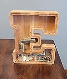 SummiDate Wooden Letter Money Box for Kids, Personalised Piggy Bank for Boys Girls Toddler, Alphabet E Coin Money Bank for Birthday Children's Day Gift - Image 6