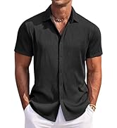 COOFANDY Men's Casual Shirts Short Sleeve Button Down Shirt for Men Wedding Beach Fashion Shirt