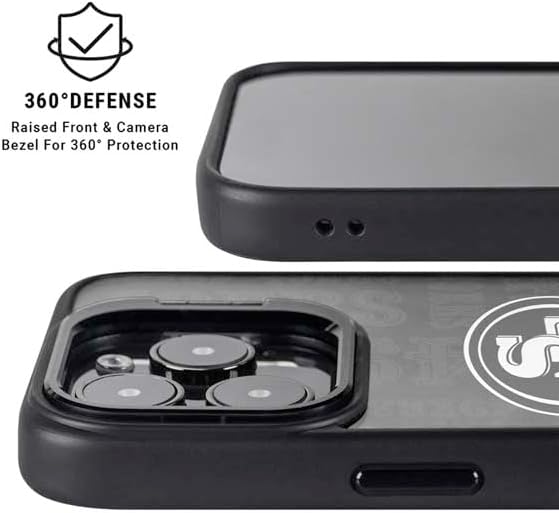 Skinit Kickstand Phone Case Compatible with iPhone 13 Pro - Officially Licensed NFL San Franciso 49ers Black & White Design