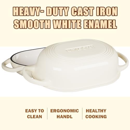 Enameled Cast Iron Dutch Oven for Bread Baking - incl. Sourdough Bread-Baking Supplies like Banneton Bread-Proofing Basket - 5QT Loaf Cast Iron Bread Oven Pan& Meatloaf Pan with Lid, Sour Sough Tools, Lame (Cream White） - Thumbnail 5