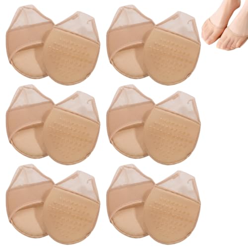 6 Pares Calcetines Invisibles Mujer, Pinkis Mujer Invisibles Verano con Almohadilla Plantar, Medias sin Puntera para Sandalias y Tacones, Calcetines Sin Costuras de Media Palma Transpirables